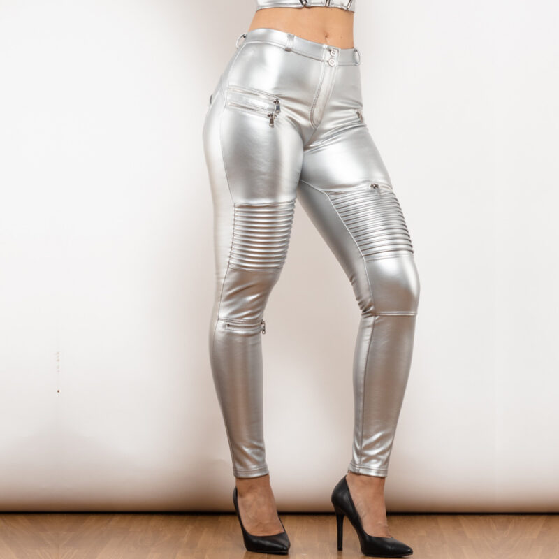 Melody Mid Waist Leather Silver Biker Edition - Image 4