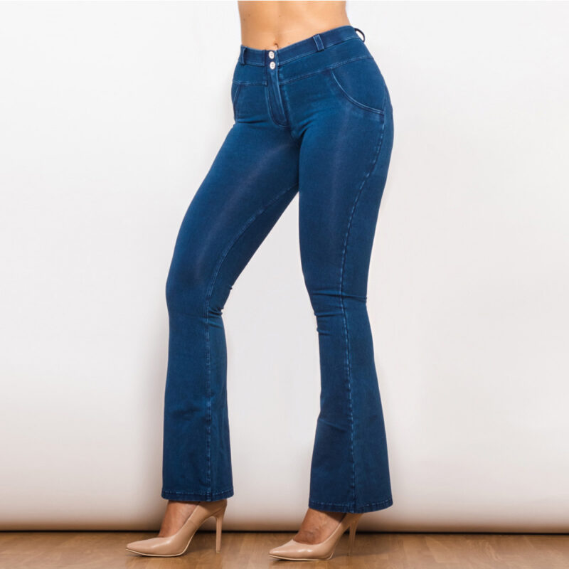 Melody Mid Waist Dark Blue Denim Flared