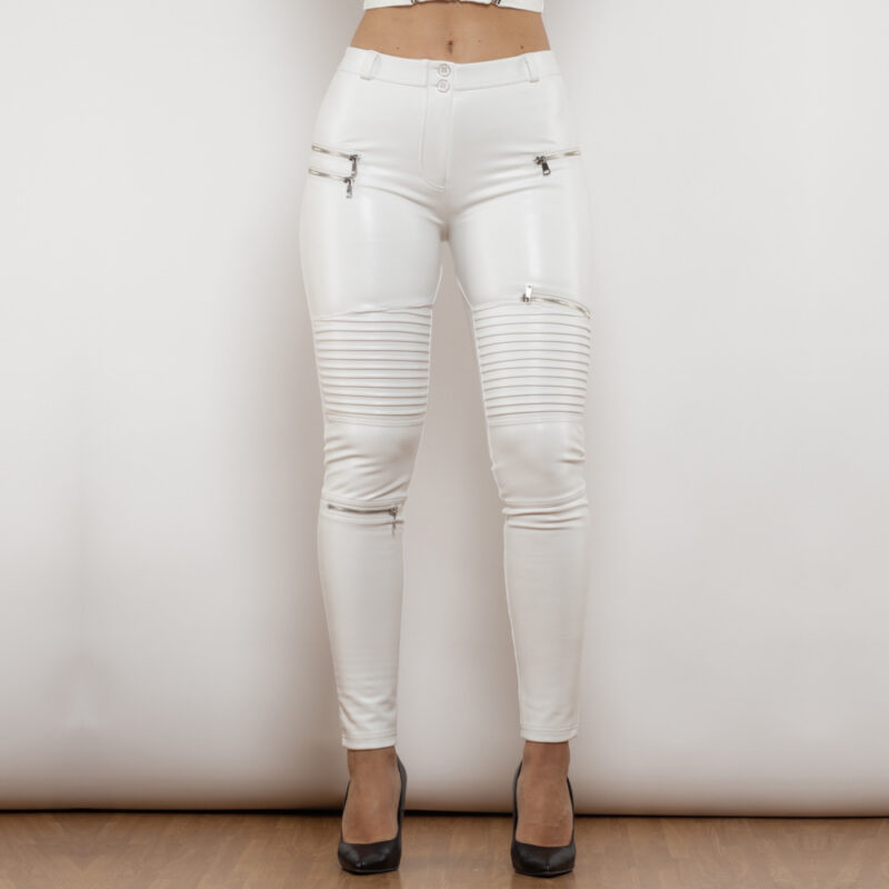 Melody Mid Waist Leather White Biker Edition - Image 3