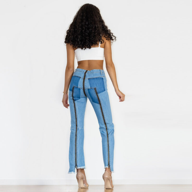 Melody Mid Waist Light Blue Denim Zipper - Image 8