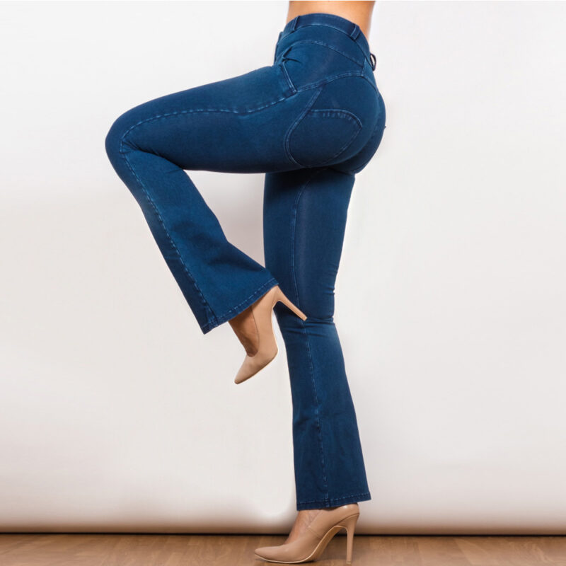 Melody Mid Waist Dark Blue Denim Flared - Image 3
