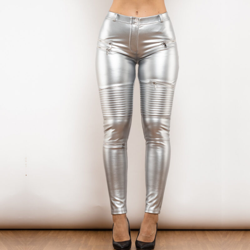 Melody Mid Waist Leather Silver Biker Edition - Image 3