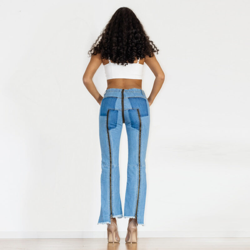 Melody Mid Waist Light Blue Denim Zipper - Image 5