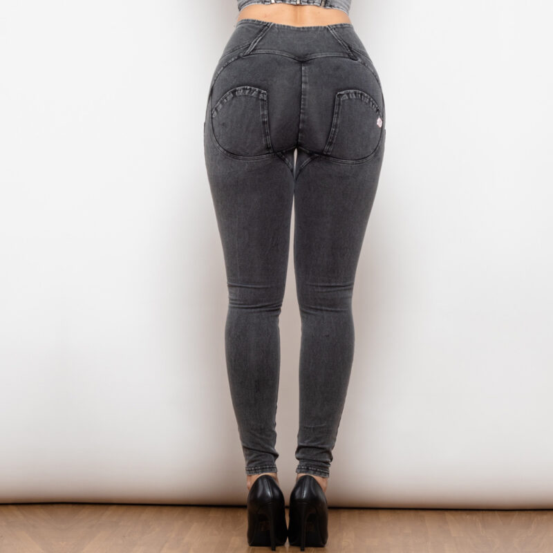 Melody High Waist Grey Denim with Buttons - Image 3